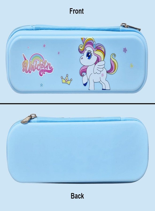 PARTEET Unicorn Printed Pouch with Pen & Pencil Holder and Zipper Closer,Waterproof Soft Travel Pouch for Kids (Multicolor) (Blue) - Image 4